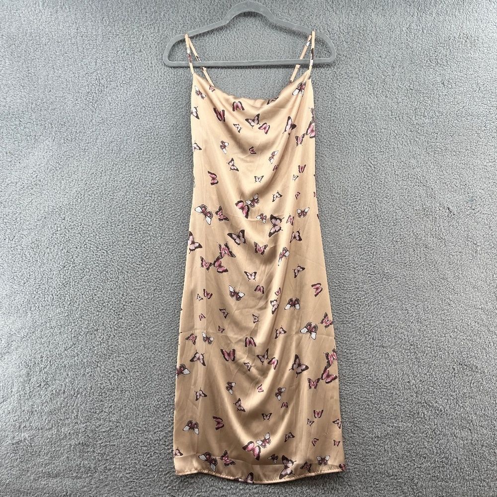 NWT Pretty Damage Satin Midi Dress Cami Butterfly Print Size Small y2k